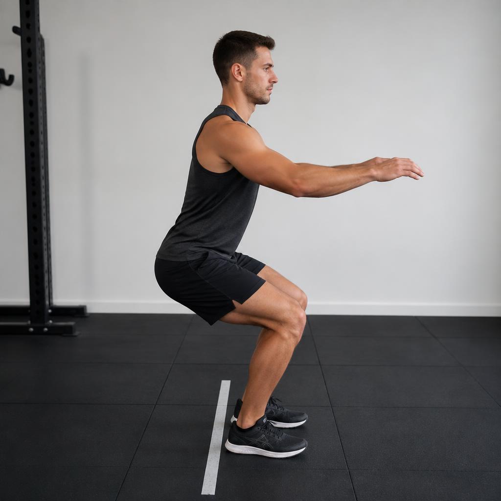 Forward Line Hop with Deep Hold — end position