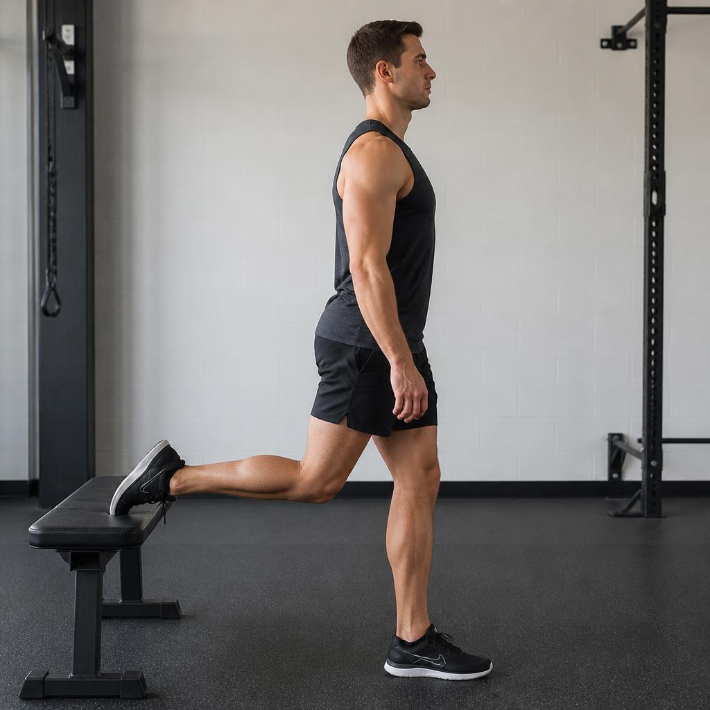 Rear-Foot Elevated Split Squat — end position