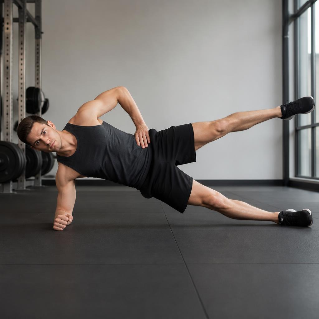 Side Plank with Hip Abduction — end position