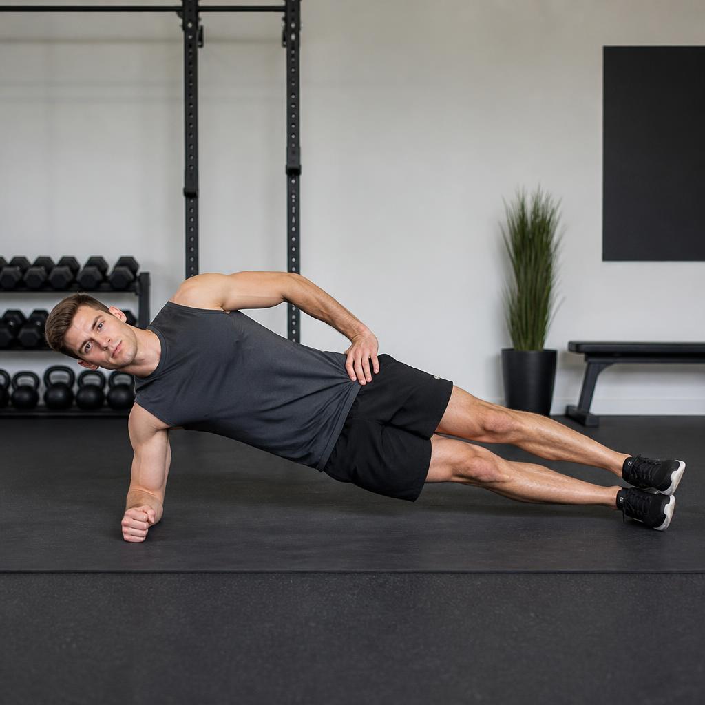 Side Plank with Hip Abduction — start position