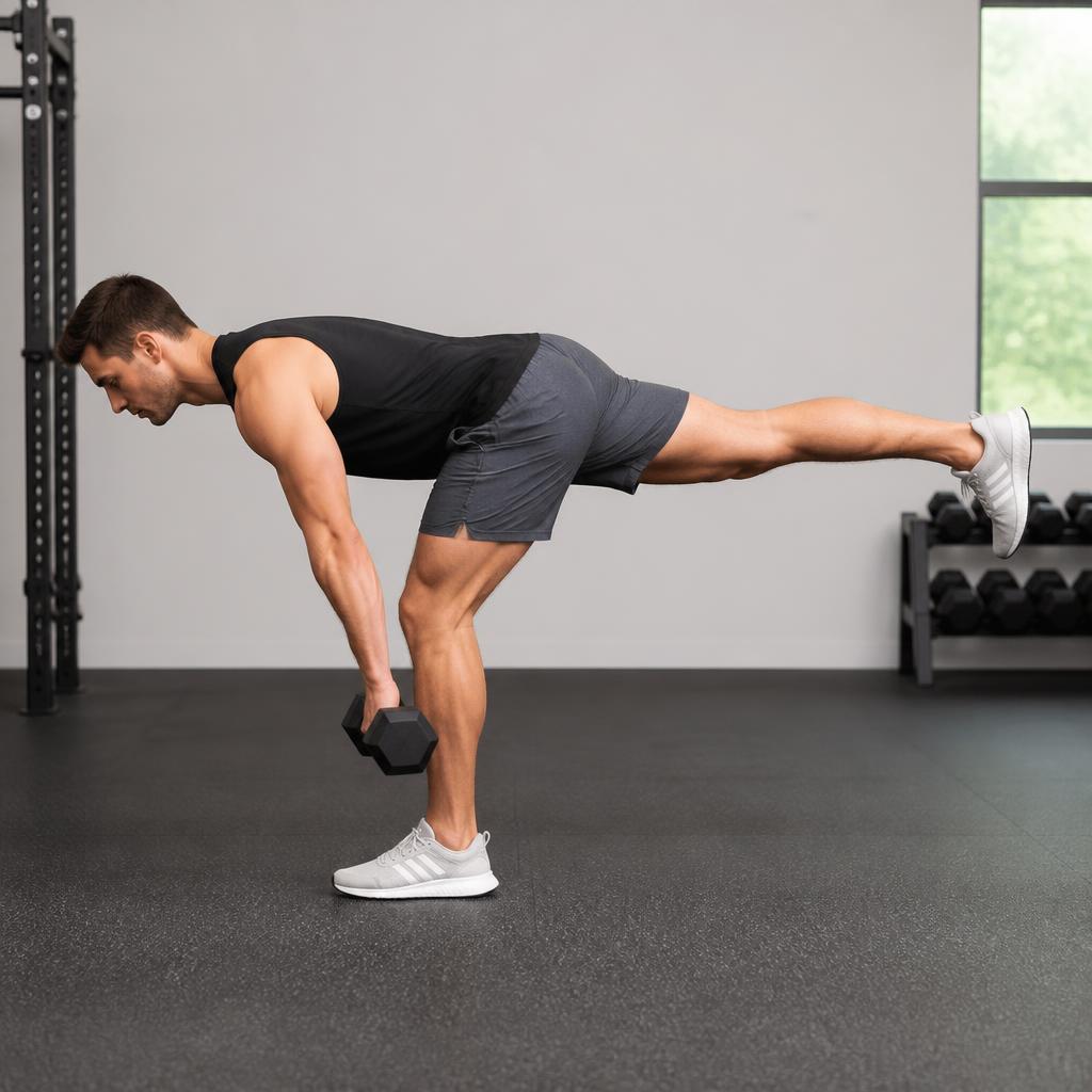 Single-Leg Romanian Deadlift — end position